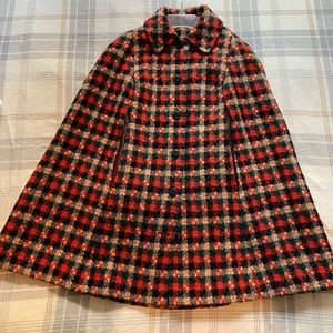 Vintage cape, plaid wool